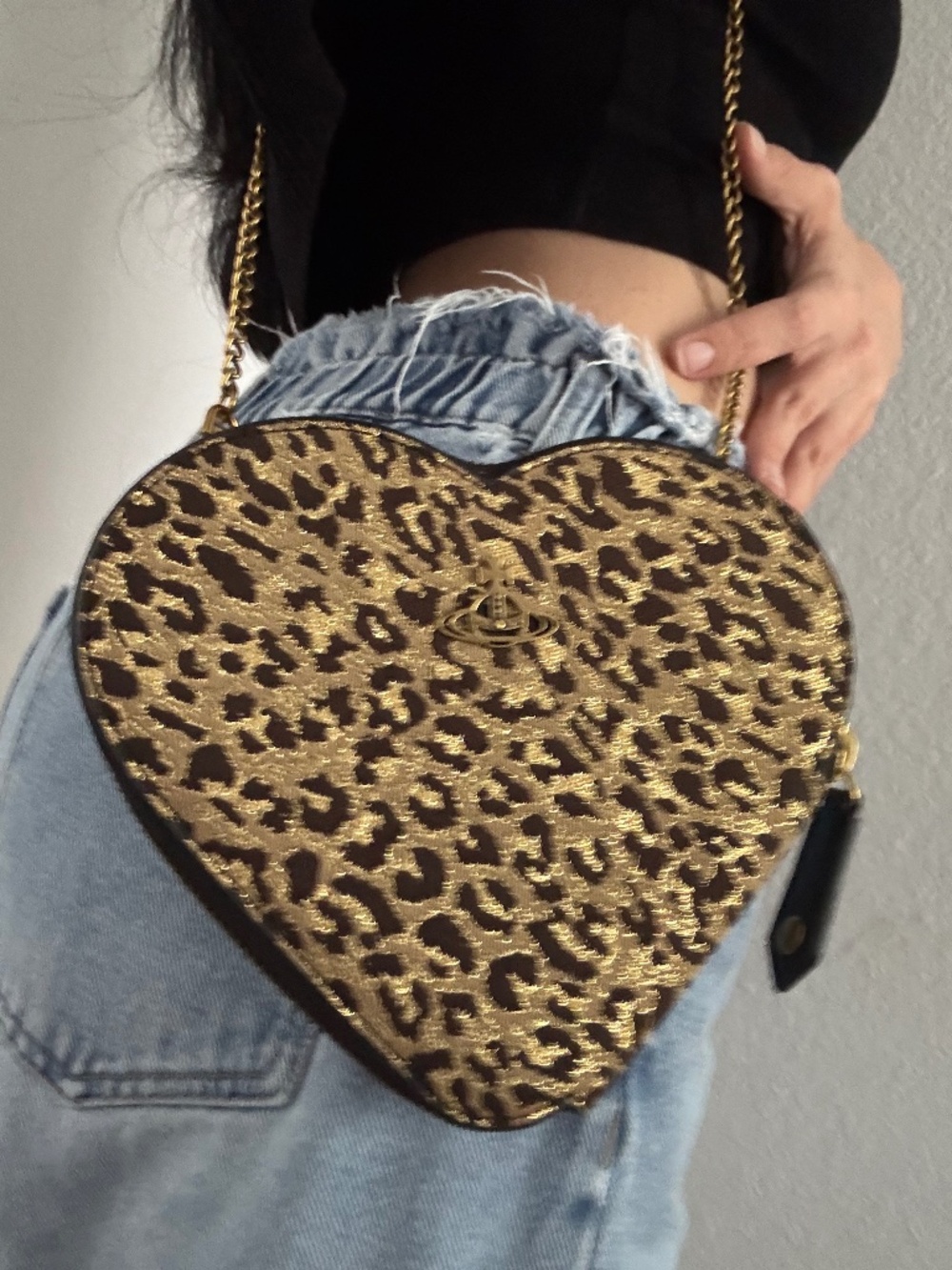 Vivienne Westwood Heart Shape Clutch 🫶🏻 Leopard 🐆 print with gold fixtures